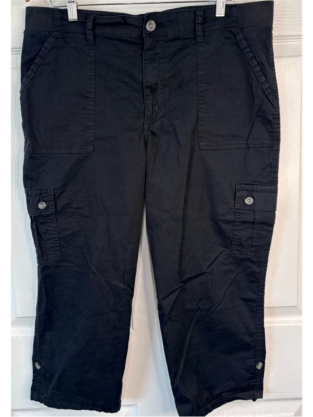 LEE Flex Fit Elastic Waist Black Cargo Capri Size 16